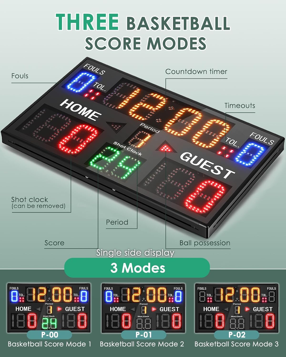 Football Scoreboard Multisport Scoreboard Battery Powered with Control Panel Outdoor Highlight Basketball Scoreboard for League Wrestling Tournament