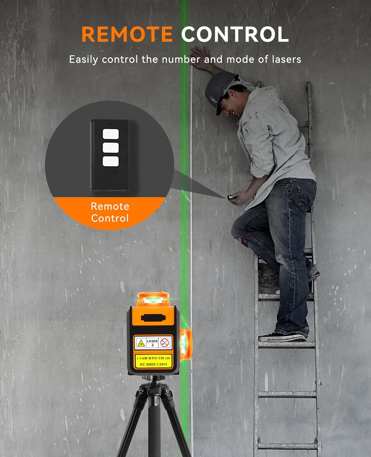 SUNPOW Laser Level 3x360 Self Leveling, Green Beam Cross Line Laser Level Tool for Construction & Picture Hanging - Build-in Li-ion Battery, Type-C