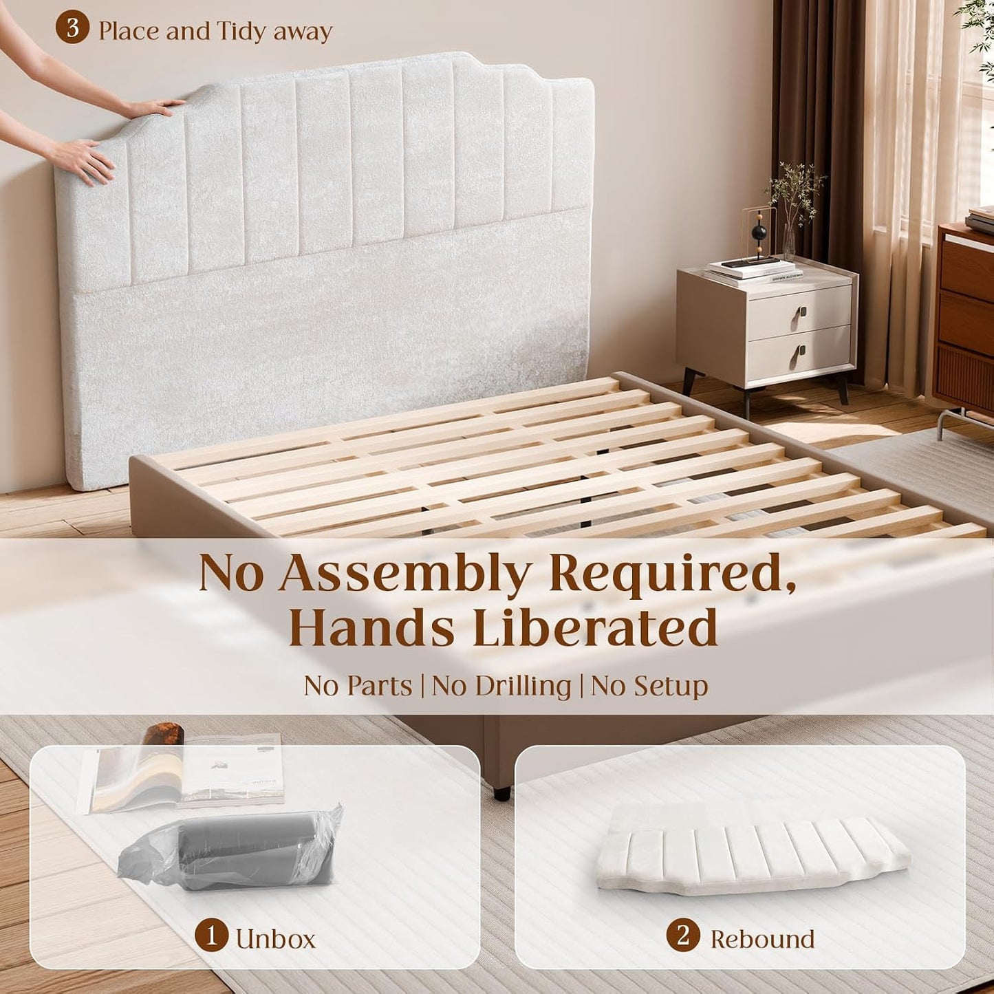 Twin Headboard Only - Beige Velvet Upholstered Headboard for College Dorm, No Assembly Required, Pure Sponge Design, Comfort Head Board, Place Between Bed & Wall,45" H Beige Twin (45"H)
