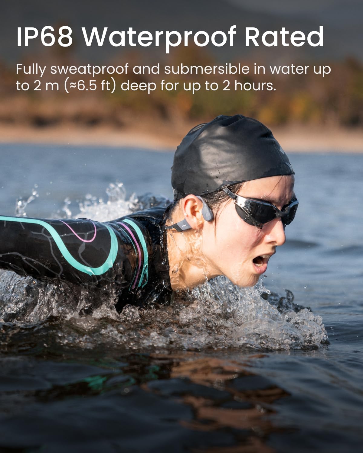 SHOKZ OpenSwim Pro - Open-Ear Bluetooth Headphones & 32GB MP3 Player, IP68 Waterproof, Bone Conduction Headphones, Secure Fit for Workouts, Running