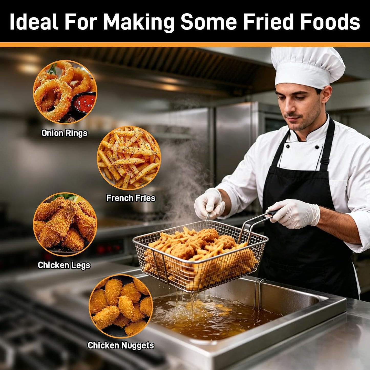 AF45 Commercial Deep Fryer Filter with 550 Micron Filter Screen, 13.75" x 13.75" 304 Stainless Steel Fryer Mesh Filter for Commercial Kitchens & Restaurants
