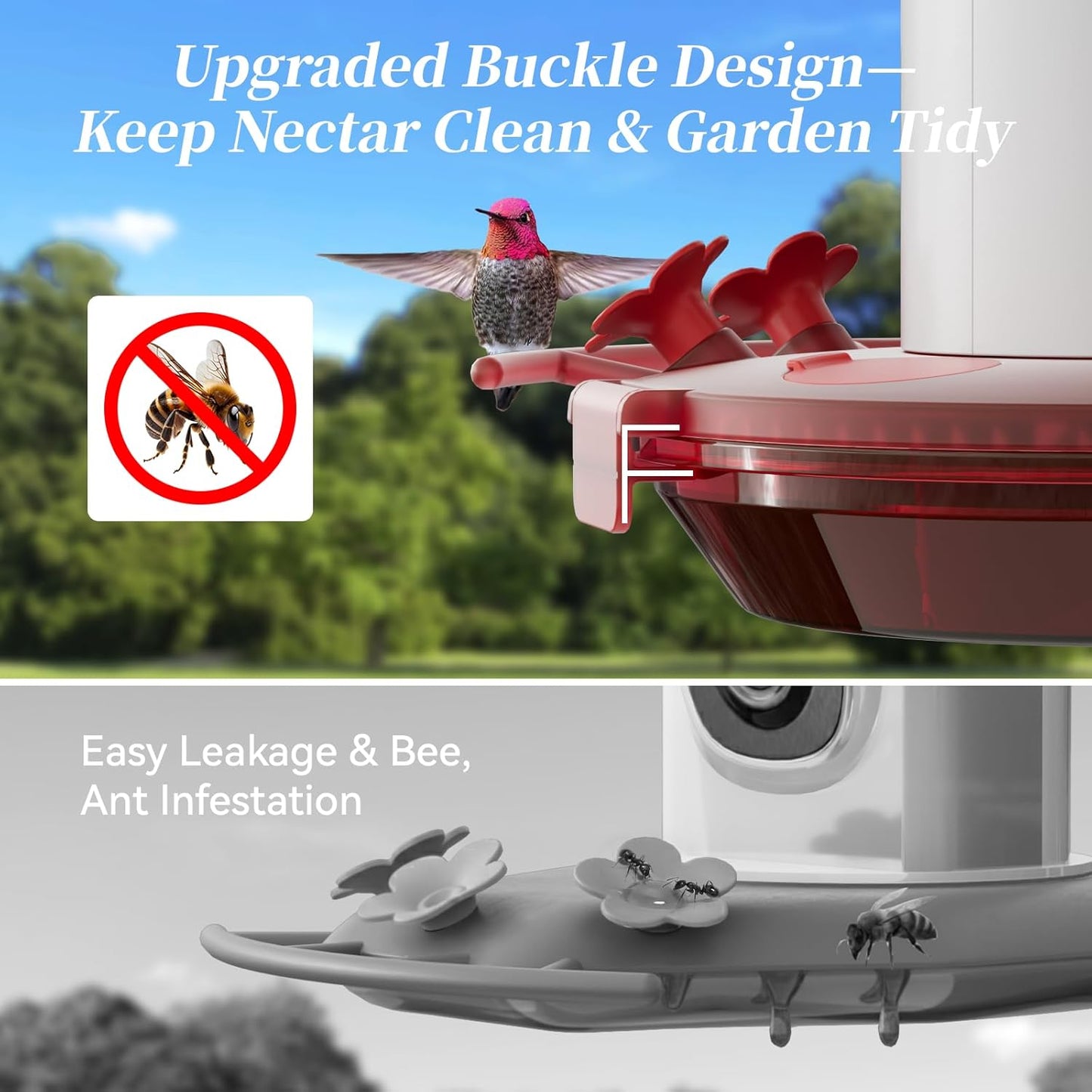 Smart Hummingbird Feeder with Camera Solar Powered - Leakproof & Bee Proof, AI Identify Instant Notification, 3K HD Video Live, 5g WiFi Humming Bird Camera Feeder, Gift for Bird Lovers