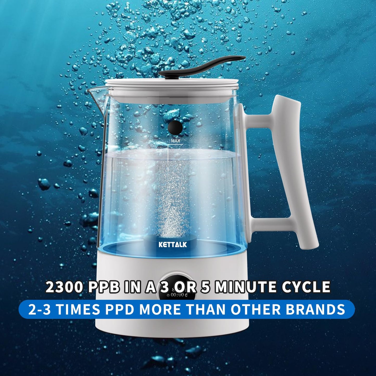 Hydrogen Water Generator with SPE and PEM Technology, 1.5L Large Capacity Hydrogen Water Pitcher, Balanced Purified Water PH Levels, 7 Preset Temps,