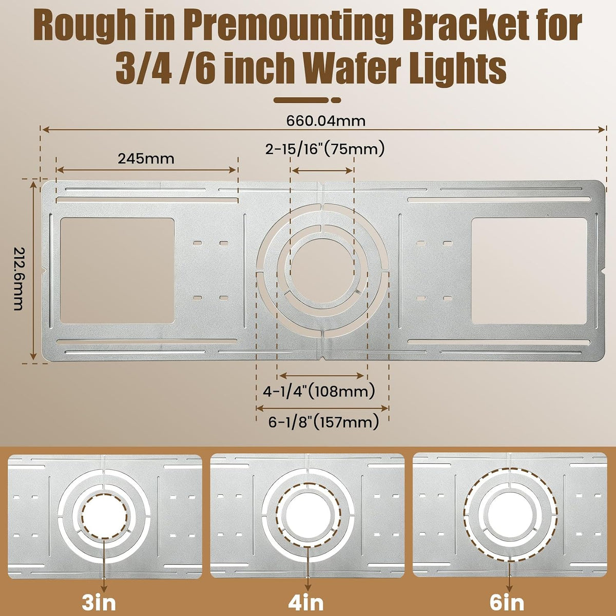 72 Pack New Construction Mounting Plate, 3/4/6 Inch Galvanized Steel Wafer