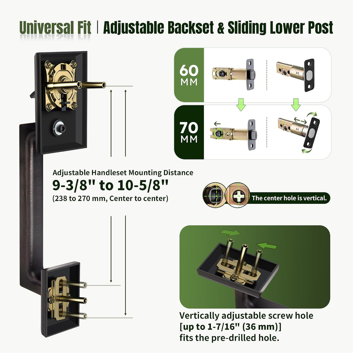 Moquin Double Front Door Lock Set, Keyed and Dummy, Oil Rubbed Bronze Oil-Rubbed-Bronze