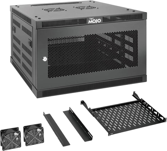 6U Wall Mount Rack,6U Rack 23.6 Inch Depth,Hold Up to 176 Lbs,Enclosed Wall Mount Rack Kit for 19 Inch Network,Server and AV Gear,Mesh Door