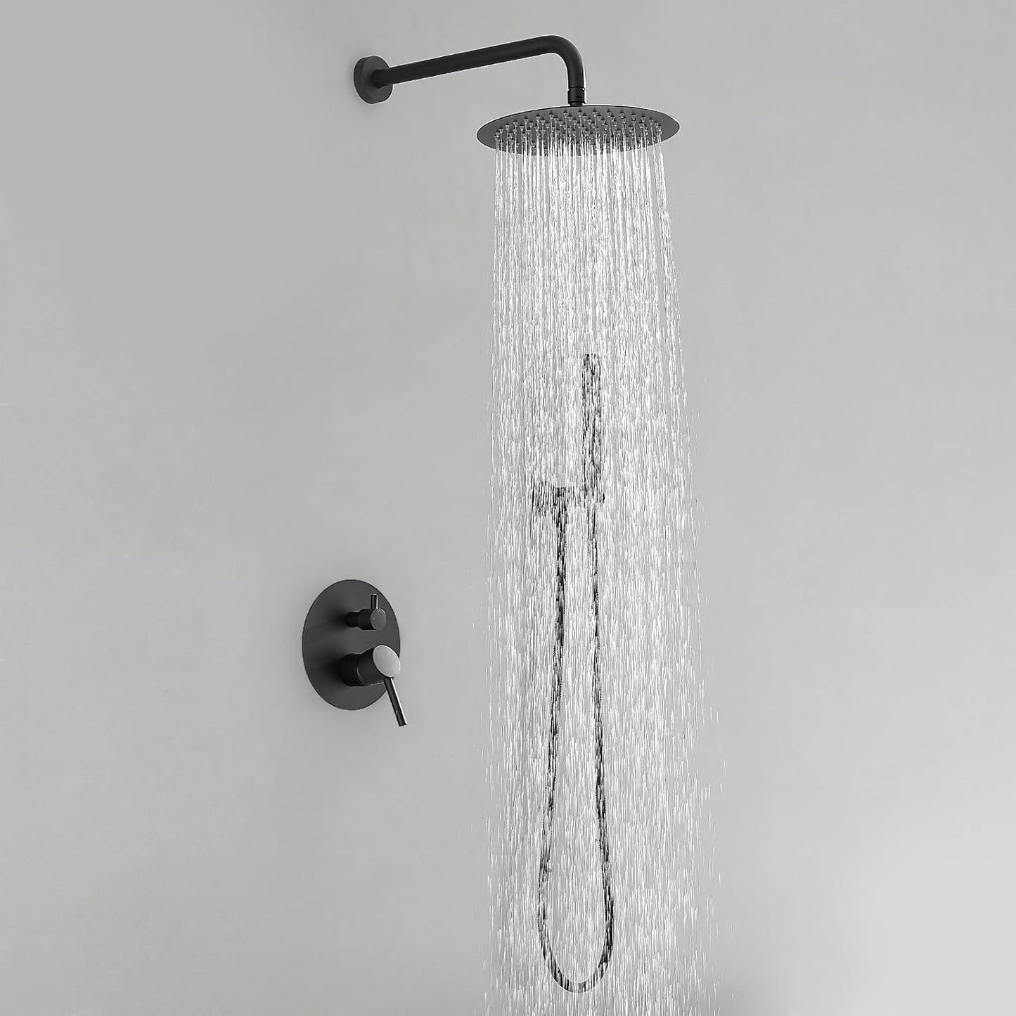 BESy Shower System with 10 Inch Round Rain Shower Head and Handheld Wall Mounted, High Pressure Rainfall Shower Faucet Fixture Combo Set with 2 in 1