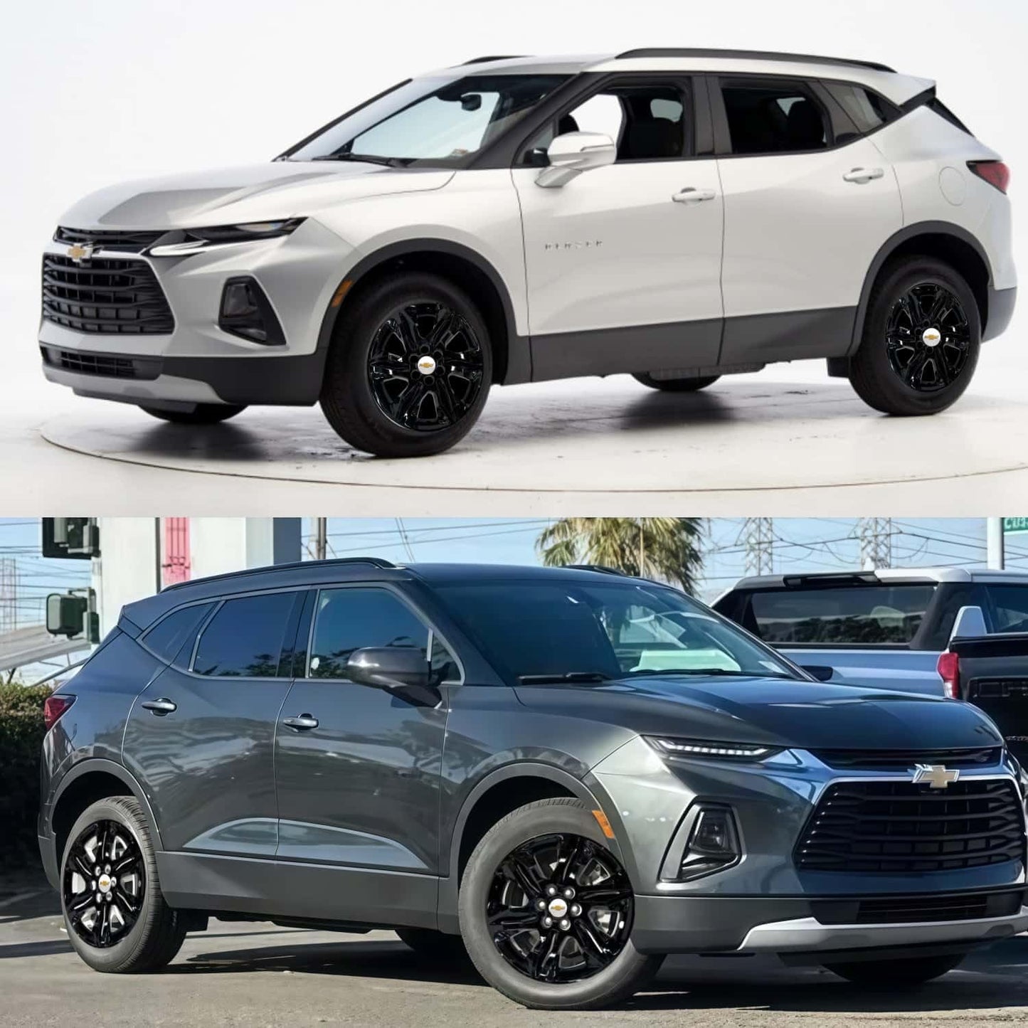 18-inch Wheel Skins Compatible with Ford Chevy Blazer 2019 2020 2021 2022 ；Set of 4 Pack Wheel Covers；Glossy Black