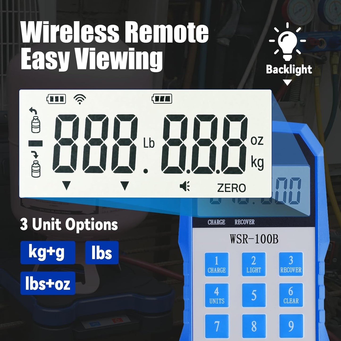 Wireless Refrigerant Scale 220 lbs for HVAC, Digital Freon Charging Scale with Remote Control, High Accuracy HVAC AC Scale for Automotive, Residential & Commercial Refrigeration Recovery