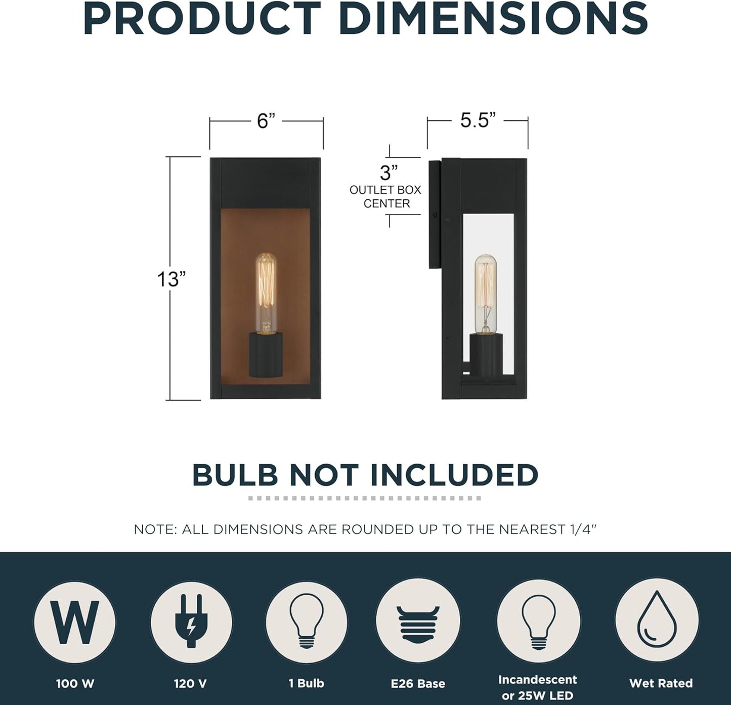 Maren Outdoor Wall Lantern, 13 Inch 1-Light Coastal Armour Matte Black Wall Sconce, Industrial Light Fixture, 100W Base Bulb, Outside Lights for Patio, Porch, Front Door or Backyard 13" Height