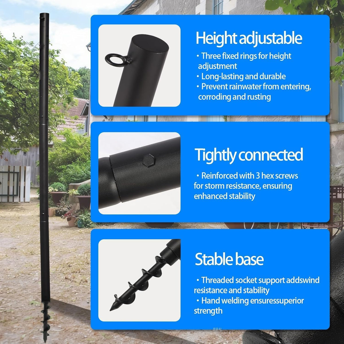 Tetherball Pole Set for Adults, Family and Dogs with Ball & Rope, Heavy Duty Portable Outdoor Game for Backyard, Lawn, Sand and Beach