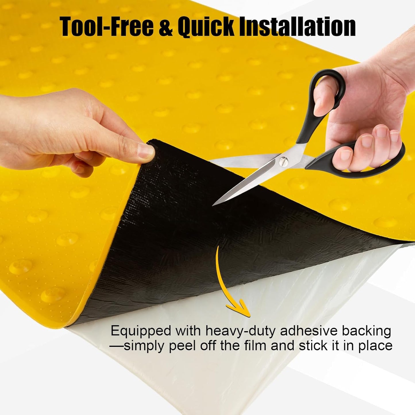 Tactile Warning Pad，ADA Warning Pads, 2x4 FT Vibrant Yellow PVC, Strip & Stick Adhesive Backing for for Outdoor Steps, Ramps, Transit Platforms