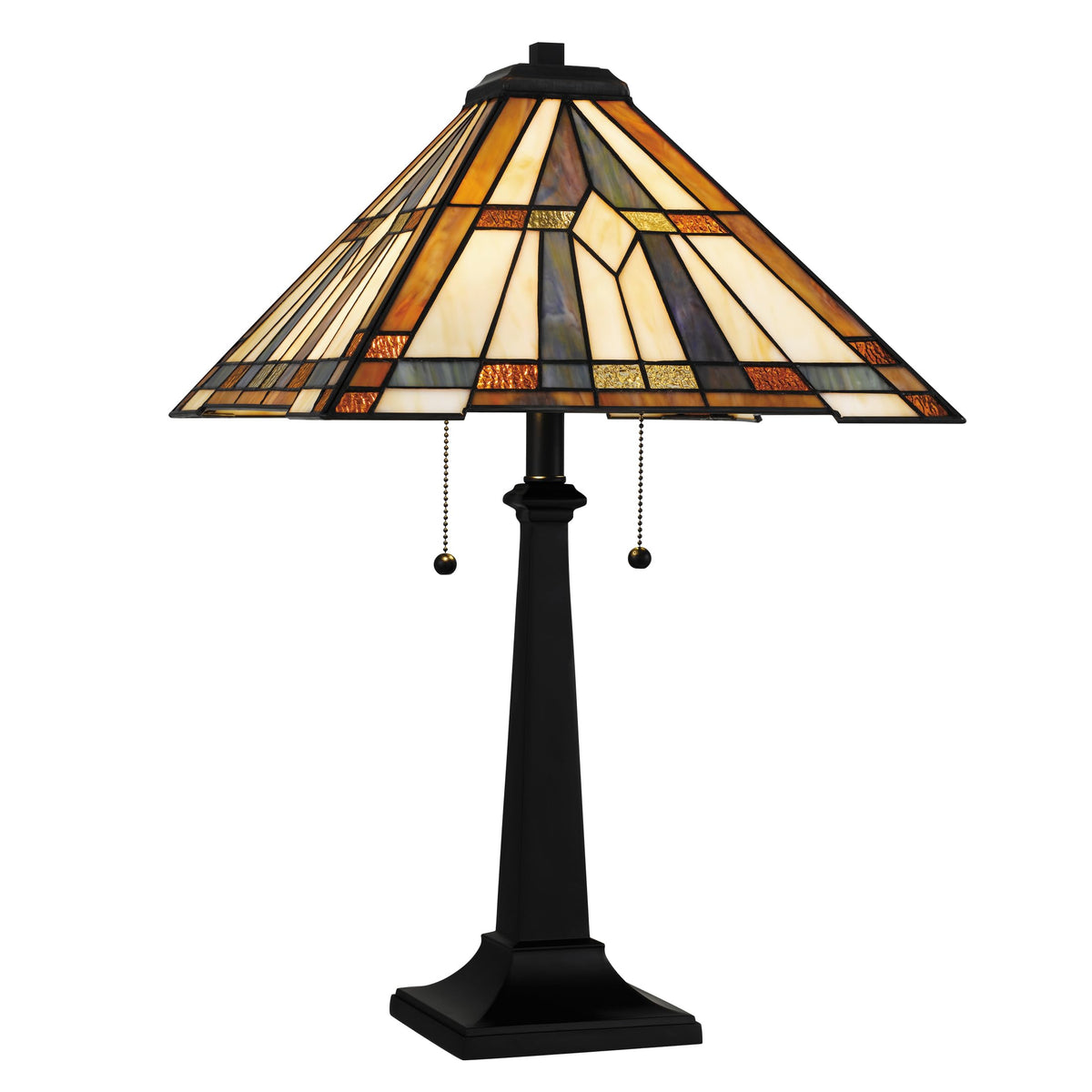 Quoizel Winchester 25" Matte Black Tiffany-Style Table Lamp