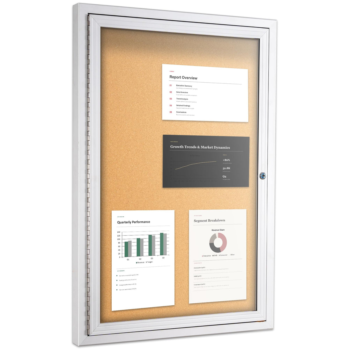 36x24in Outdoor Bulletin Board Weatherproof, Enclosed Cork Board