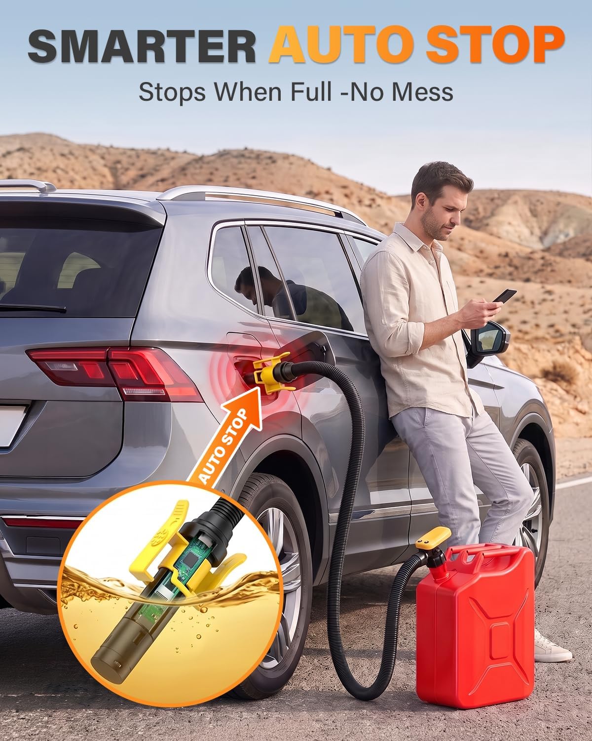 8000mAh Rechargeable Cordless Fuel Transfer Pump with Auto-Stop