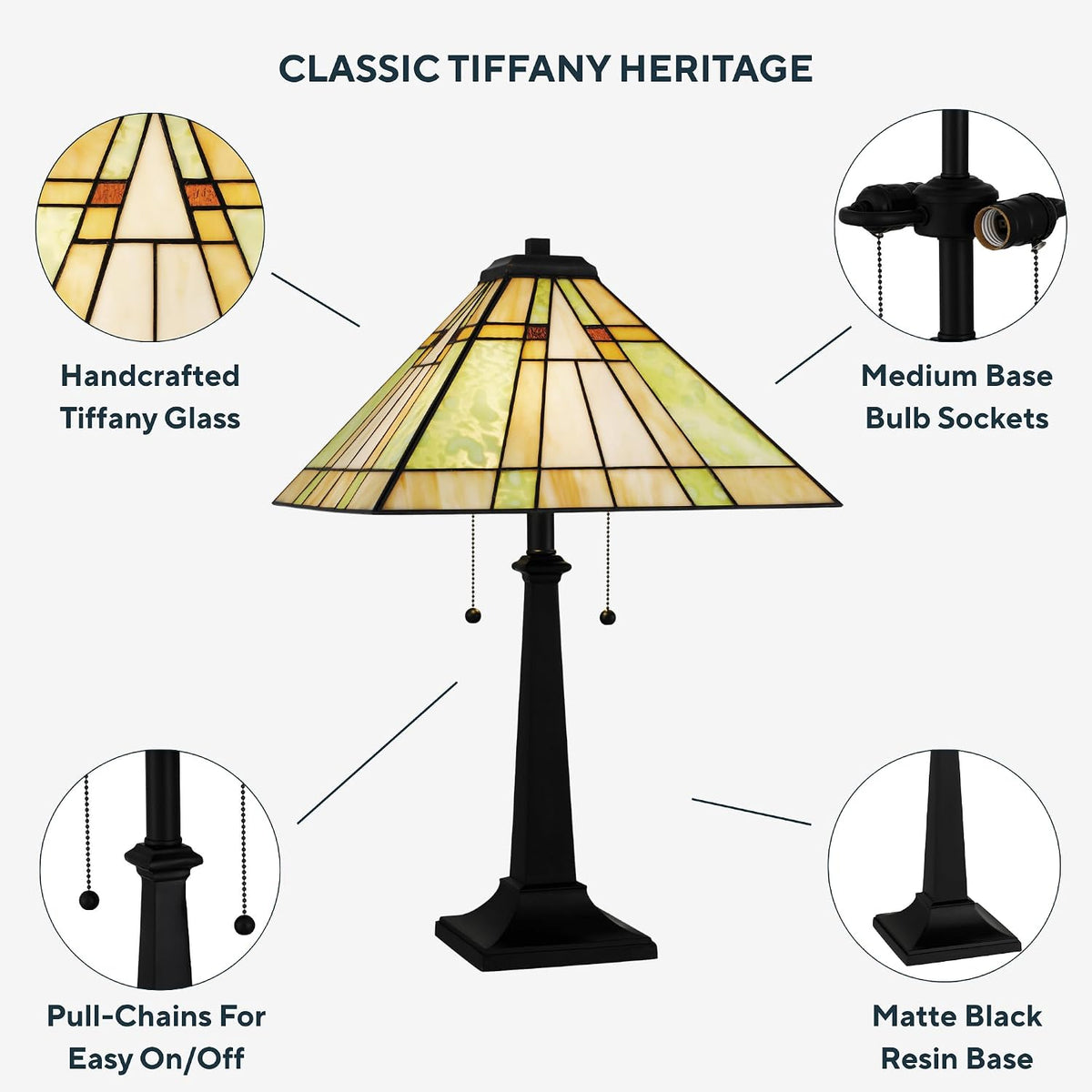 Quoizel Springfield 25" Matte Black Tiffany-Style Table Lamp