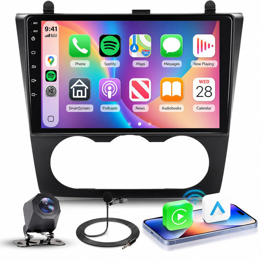 5Ghz WiFi Android 15 Car Radio for Nissan Altima 2008-2012 (Manual A/C) with 9" IPS 1280 * 720 HD Touch Screen Wireless CarPlay & Android Auto Bluetooth 5.0 GPS SWC FM RDS Backup Camera