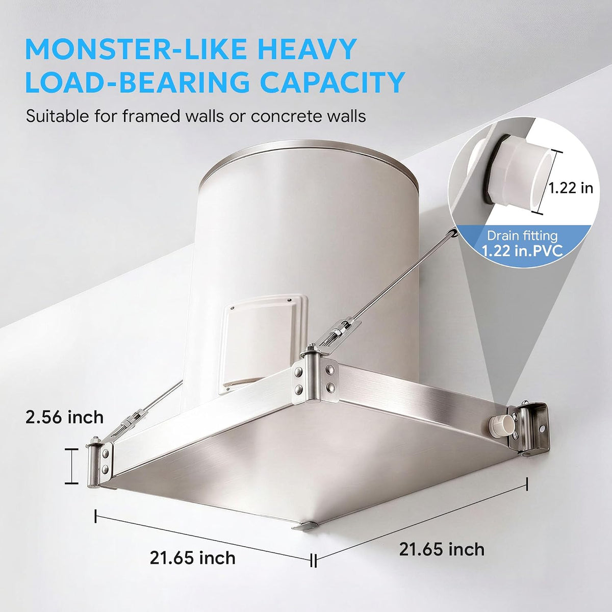Wall Mounted Water Heater Platform, Up to 50 Gallon / 600 lb Water Heaters