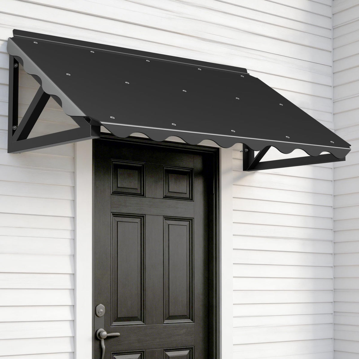 Awning for Door Entrance, 52.7" x 29" Polycarbonate Door/Window Awning Exterior with Fixed Triangular Steel Frame, Metal Canopy for Porch, Patio, Balconies, All-Weather, Rain/Snow Protection