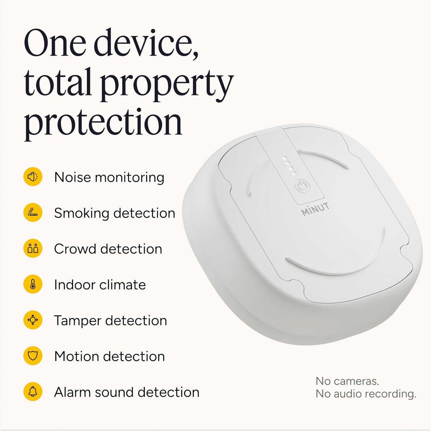Minut M3 Sensor | Noise, Occupancy & Climate Monitoring in Real Time, for Short Term Rental Hosts | Subscription Required, 12 Months Included