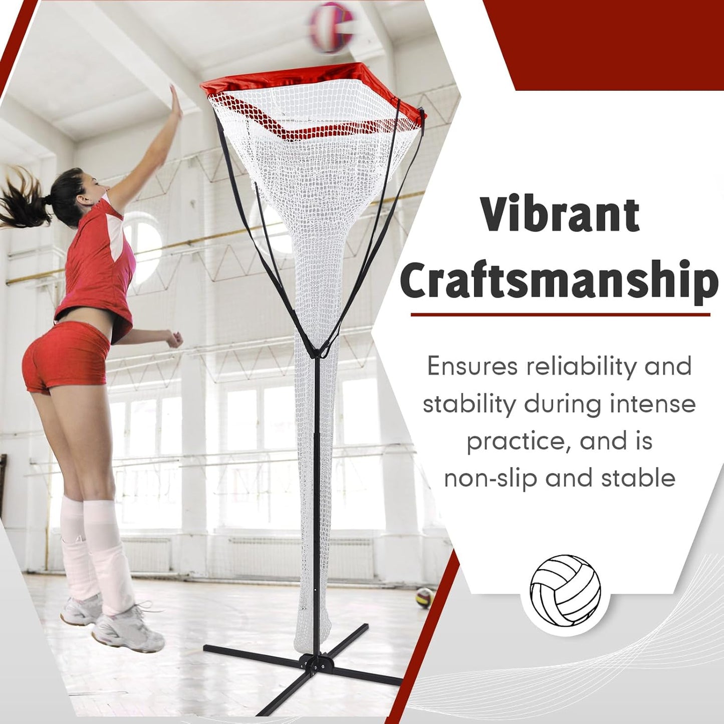 Volleyball Training Equipment Volleyball Setter Trainer Net with Sturdy Rubber Footed Base Adjustable Height Volleyball Practice Net Station for