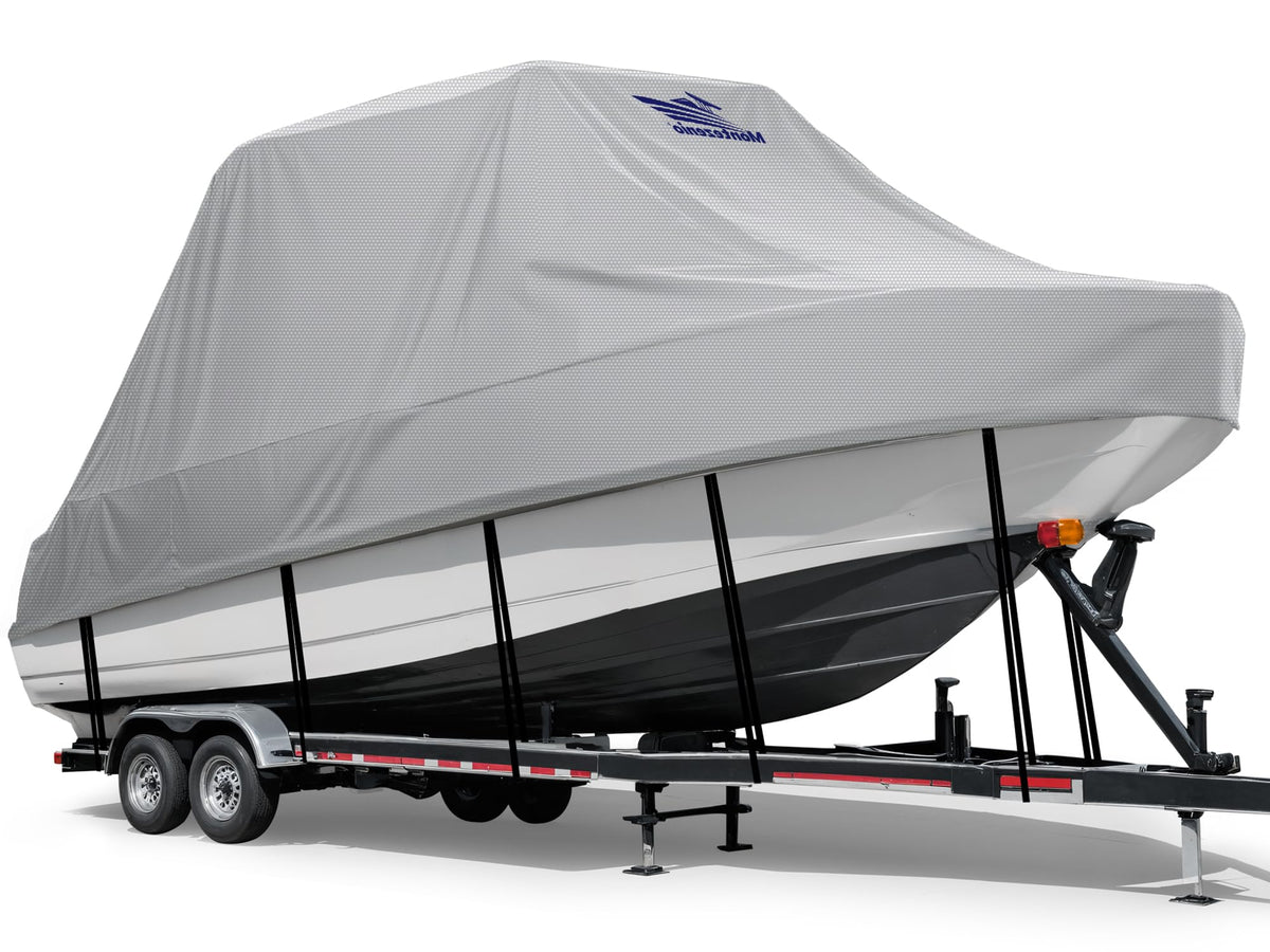 Tsukiko T-Top Boat Cover, 1200D Heavy Duty Marine Grade T Top Boat Covers Fits 22-24ft Long, Waterproof Center Console Boat Cover, Tear-Resistant Boat Storage Cover (16-18 FT)