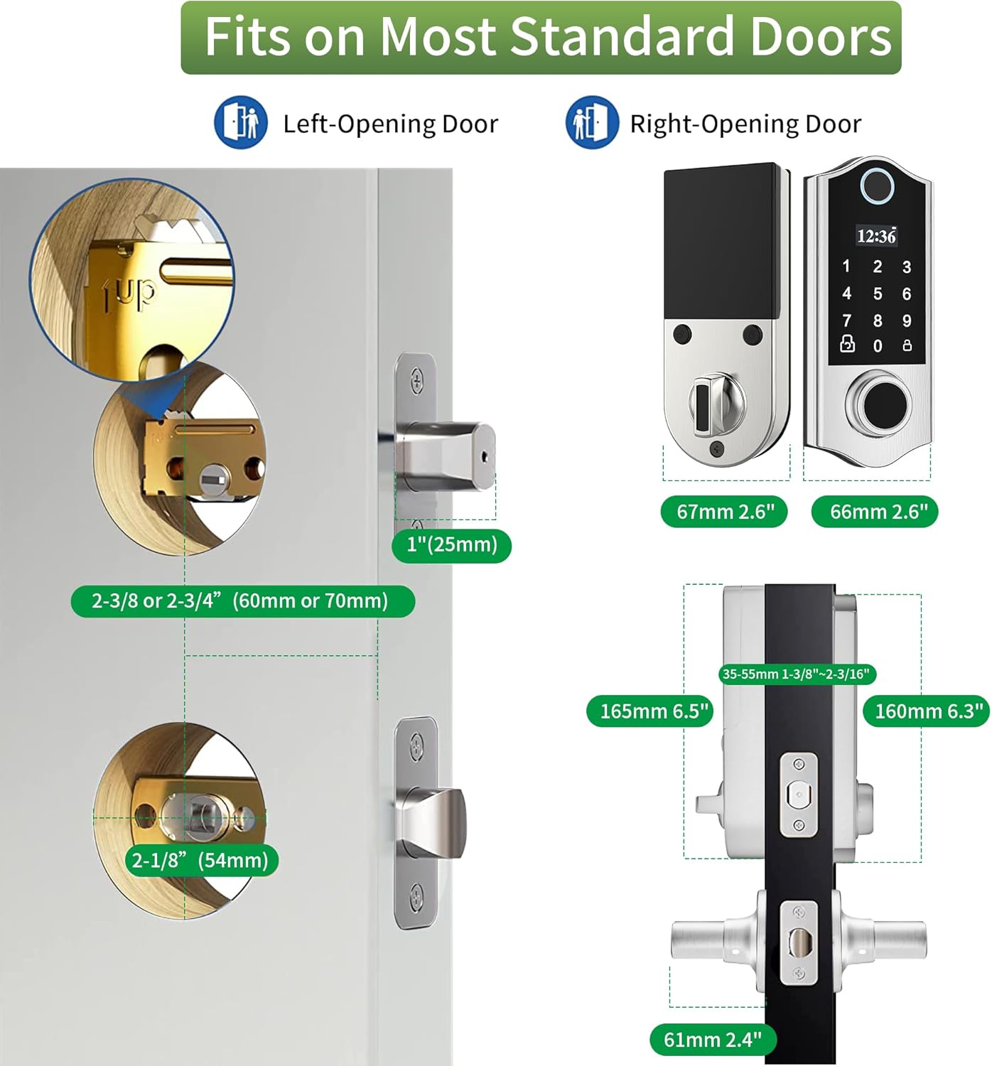 Harfo Fingerprint Door Lock with 2 Lever Handles, Smart Door Lock, Keyless Entry Door Lock, Door Locks with Keypads, Front Door Lock Set, Keypad Door