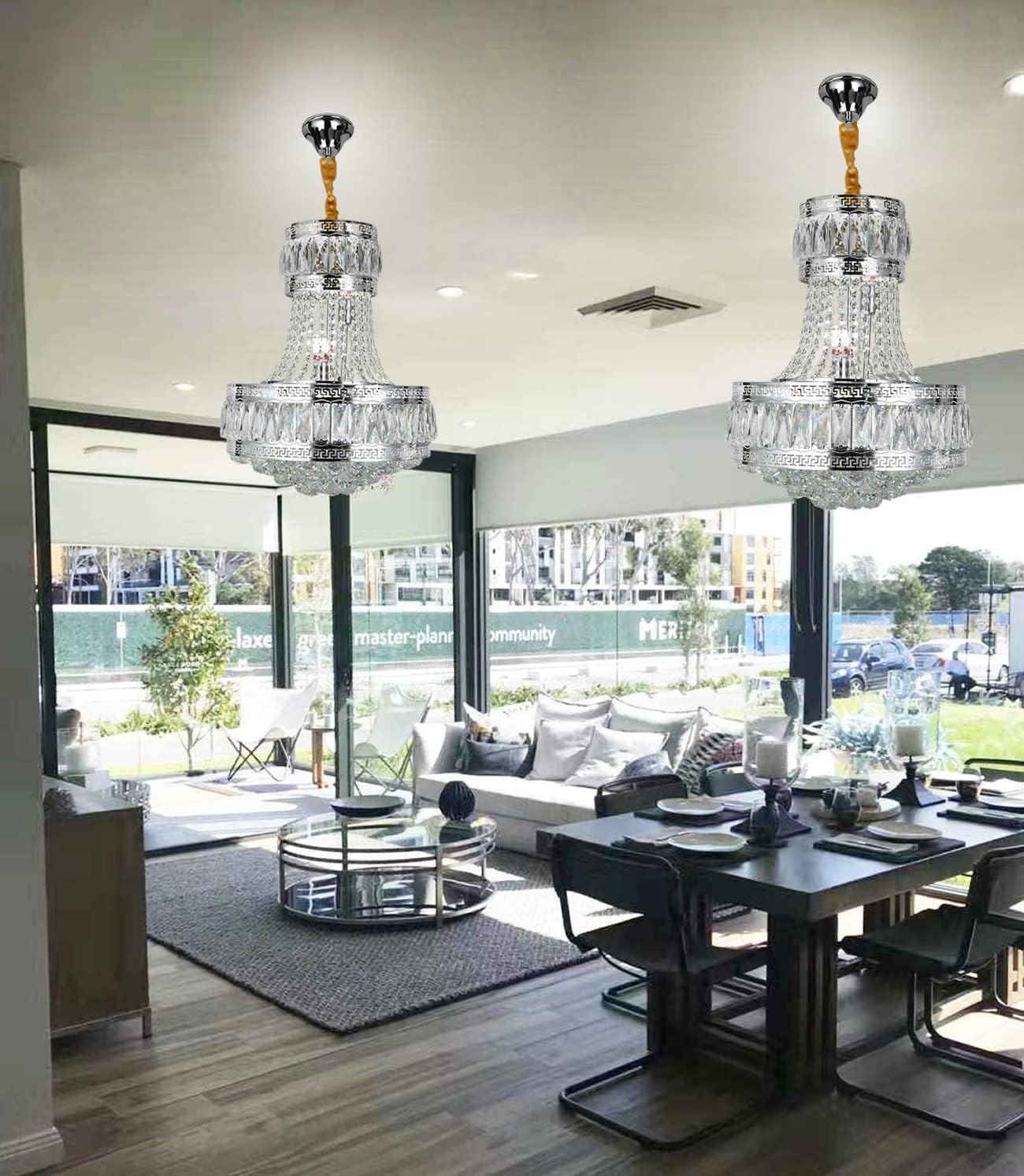 Hubrin Luxury Crystal Chandelier,Empire Style k9 Crystal Chandelier Lighting, 12 Light Chrome Crystal Chandeliers Ceiling Light Fixture for Dinning