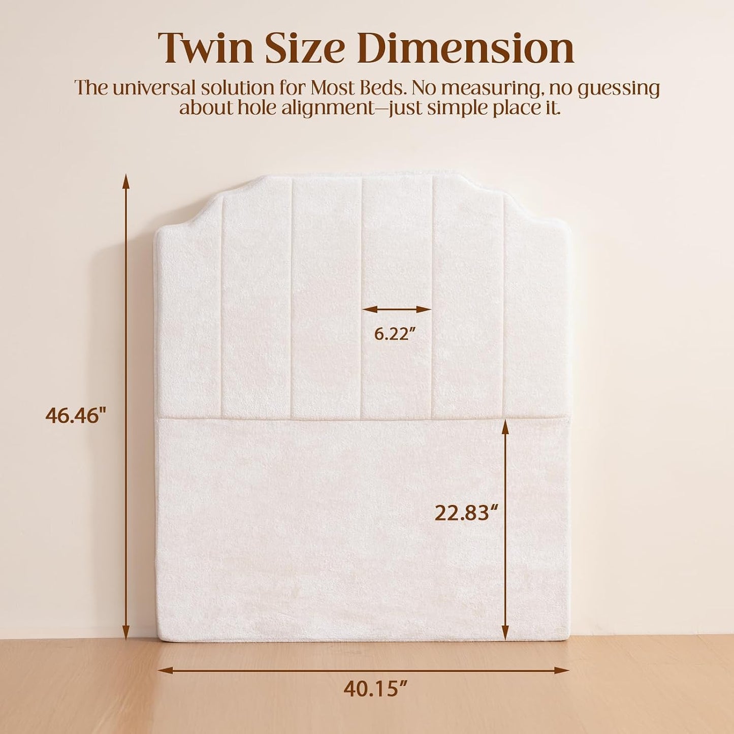 Twin Headboard Only - Beige Velvet Upholstered Headboard for College Dorm, No Assembly Required, Pure Sponge Design, Comfort Head Board, Place Between Bed & Wall,45" H Beige Twin (45"H)