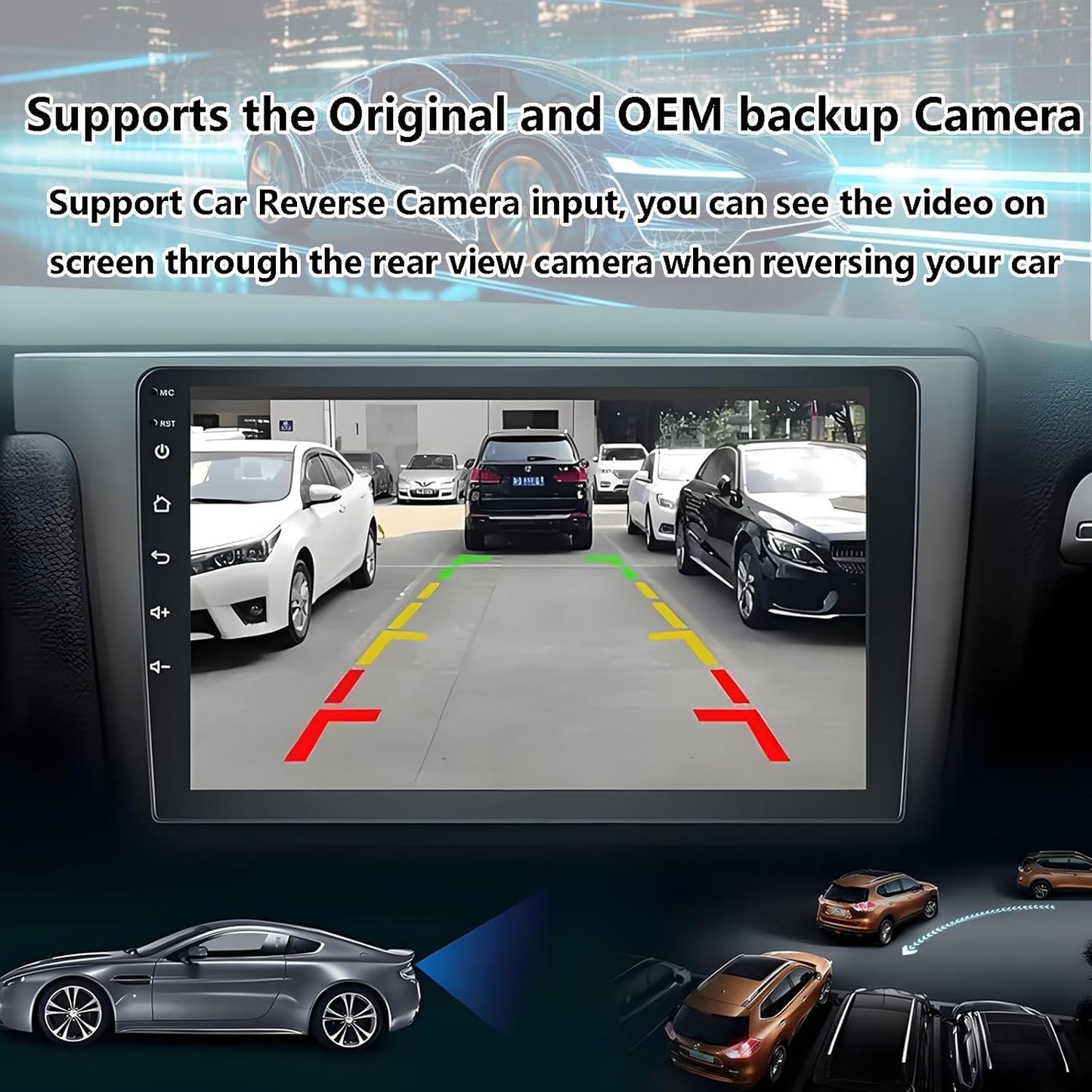 Car Radio Stereo for Toyota RAV4 2013-2018: 8-Core 4GB+64GB 10.2 Inch Touchscreen Android 15 Head Unit with Wireless Carplay Android Auto Bluetooth GPS Navigation 5G WiFi