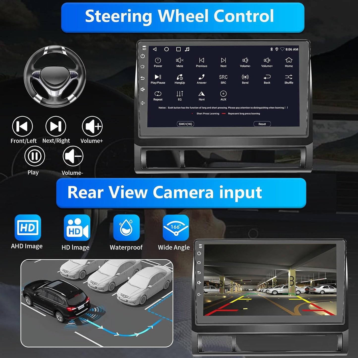 Plug and Play Design 9 Inch IPS Touch Screen Car Radio Stereo for Toyota Tacoma 2005-2015 with CarPlay Android Auto, Support SWC, Mirrorlink,AM/FM/RDS, Bluetooth5.2,DSP Free Backup Camera