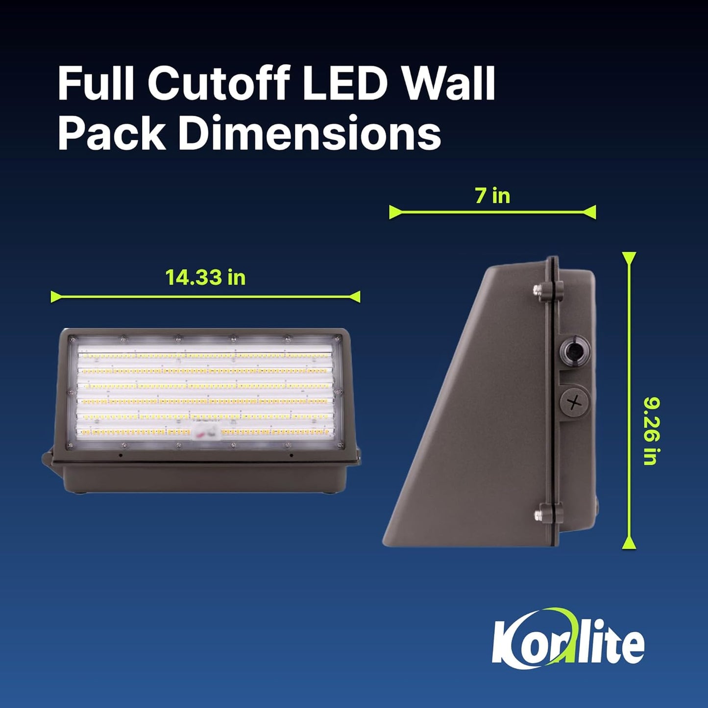 Konlite - 125W/105W/76W Full-Cutoff LED Wall Pack, Wall LED Lights, Wattage & CCT (50K/40K/30K) Selectable, LED Wall Light, Energy Efficient,