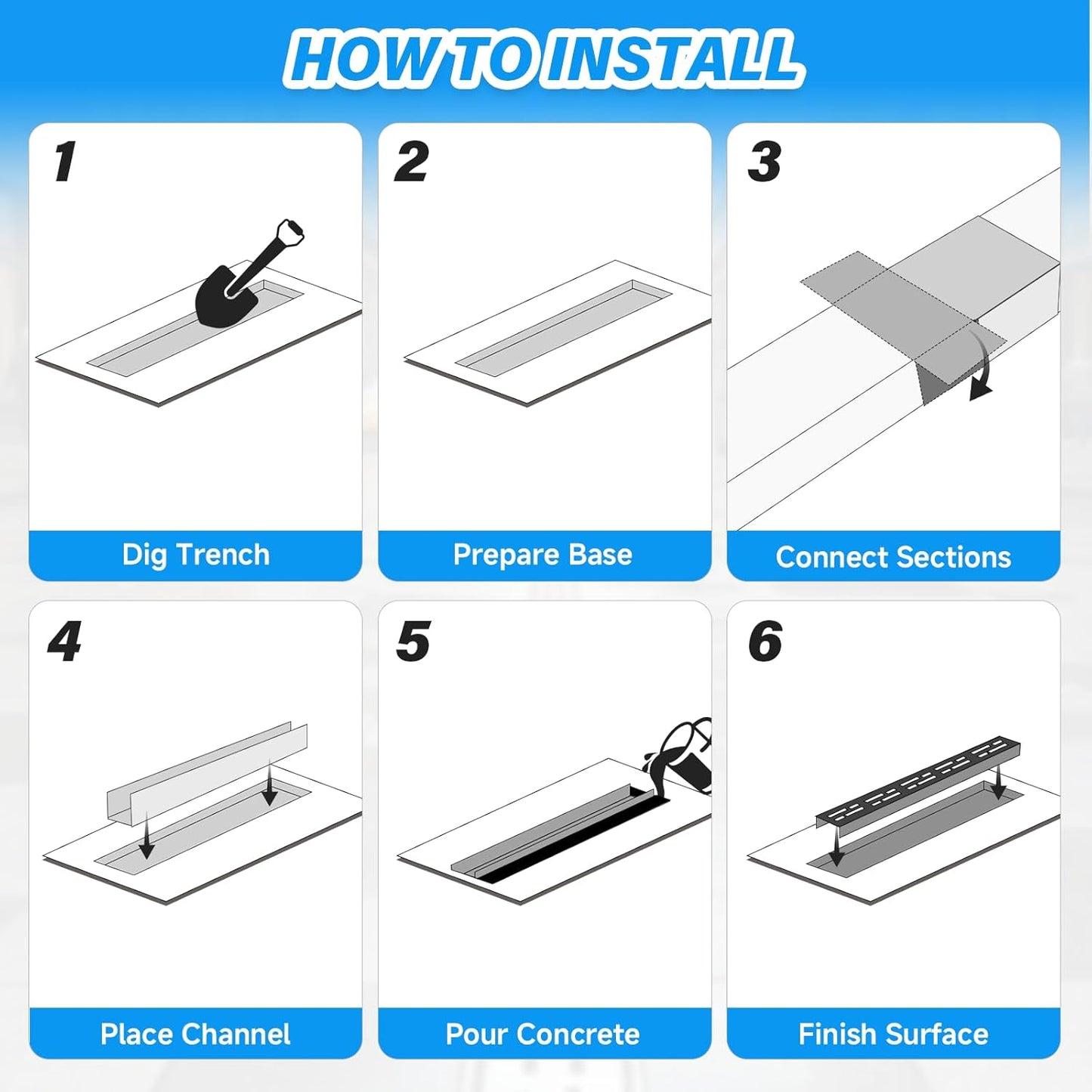 Channel Drain 1.97" W x 3.25 FT L x 2.76" H, 304 Stainless Steel Pool Deck Drain Channel with Connector for Pool Decks, Patios, Courtyards, Walkways and Pavers W1.25"H1.57"-3.3ft