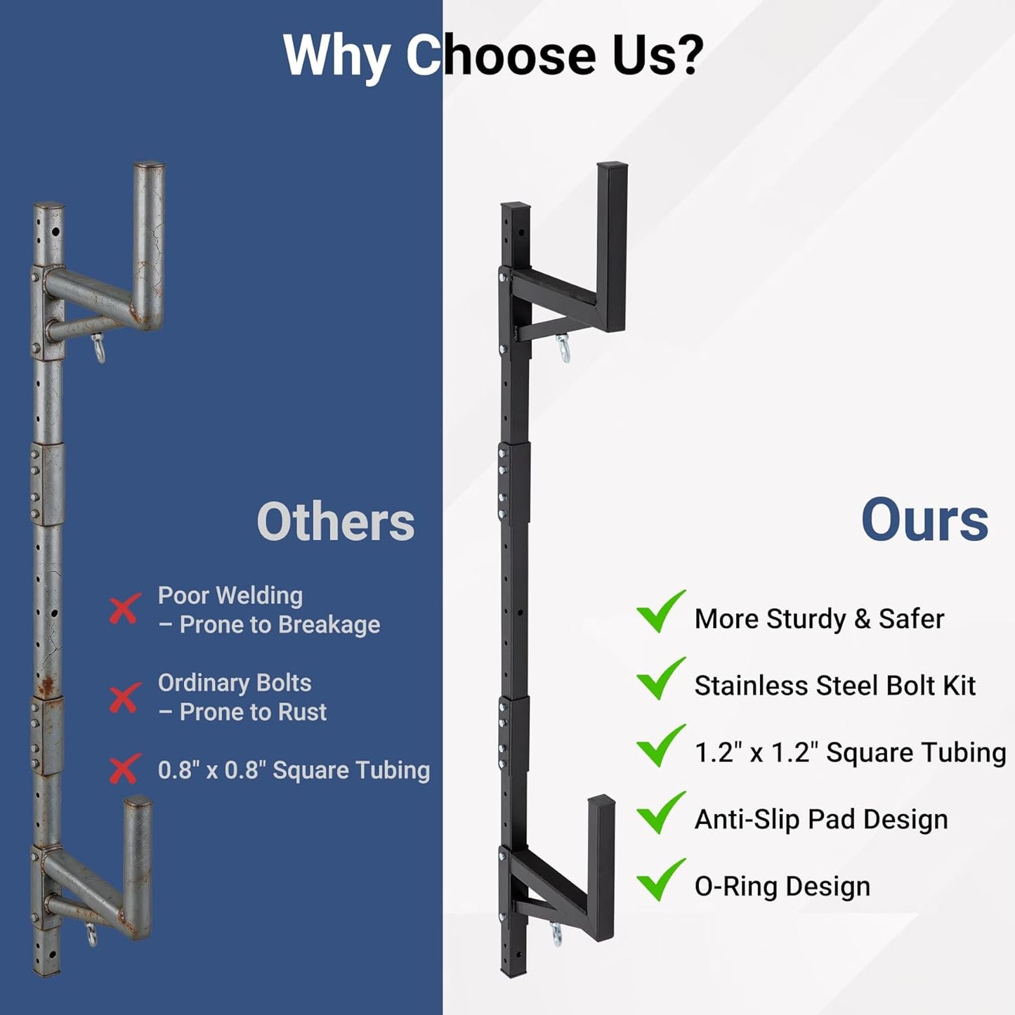Adjustable Trailer Ladder Rack, Heavy Duty Steel Ladder Rack with 8 Elastic Ropes for Truck, Open and Enclosed Trailer Side Wall Mount, Indoor/Outdoor Storage Rack 350 LBS Capacity