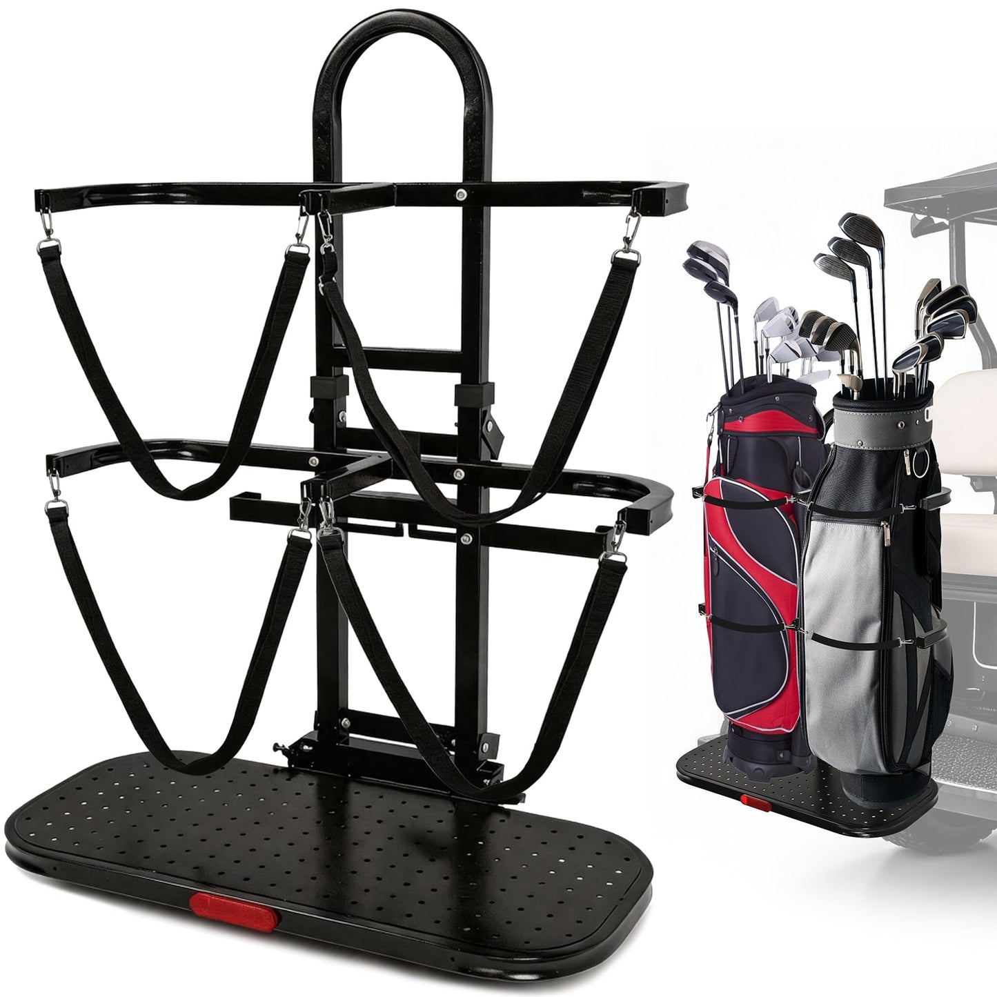 Golf Cart Bag Holder for 4 Seat Golf Cart, Fits for EZGO Club Car Yamaha, Holds 2 Golf Bags