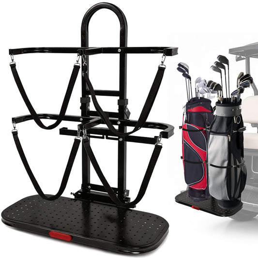 Golf Cart Bag Holder for 4 Seat Golf Cart, Fits for EZGO Club Car Yamaha, Holds 2 Golf Bags