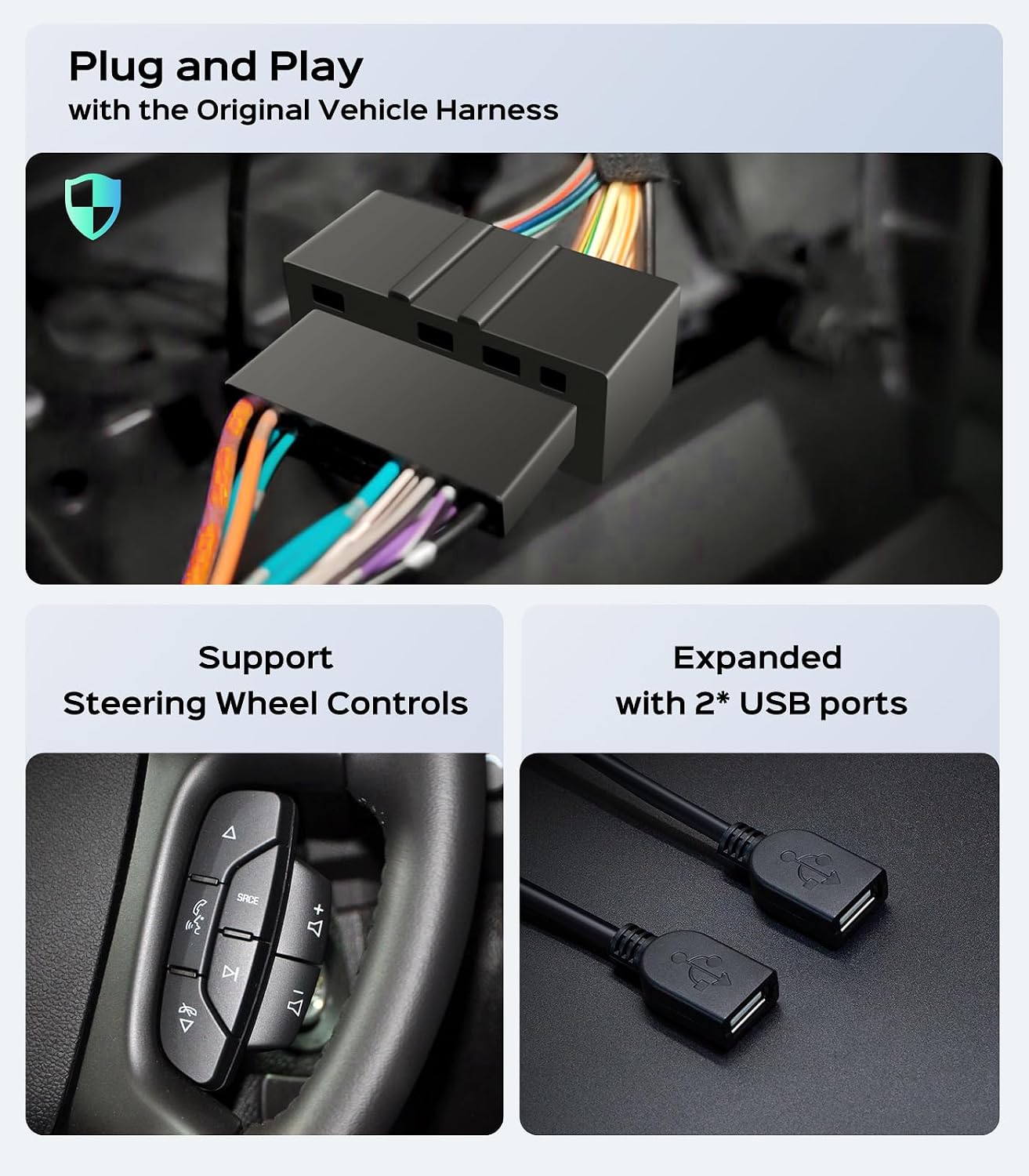 Car Radio Stereo for Chevy Silverado GMC Sierra 07-13, CarPlay Android Auto | 10.2-inch IPS HD touchscreen, 64G storage, 5G WiFi GPS, Bluetooth FM AM SWC, plug-and-play, 1080P backup camera