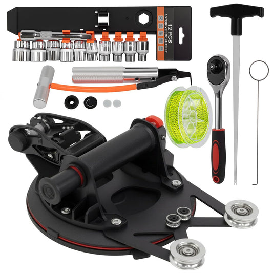 Windshield Removal Tool Kit, Auto Glass Removal Kit with Dual Direction Cutting System,Glass Cutting Tools & Threader,Auto-Lock Wire,8 Inch Suction Cup,High Strength Steel for Cars,Trucks SUVs (Black)