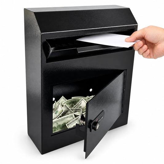 Anti-Fishing Key Drop Box with Combination Lock & Backup Key