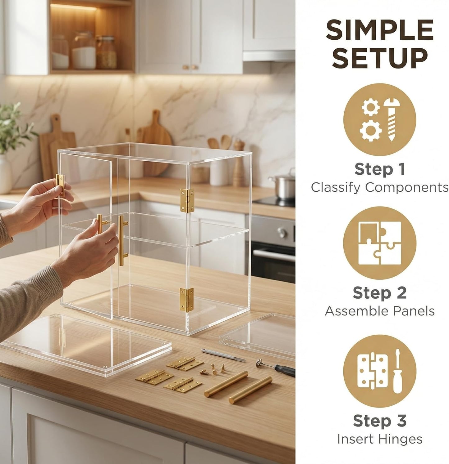 2 Tier Clear Acrylic Counter Top Bakery Display Case 5mm high Impact PETG Panels Bread Case 19.5"X15"X10.2" Party Cake Cabinet (2 Tiers)