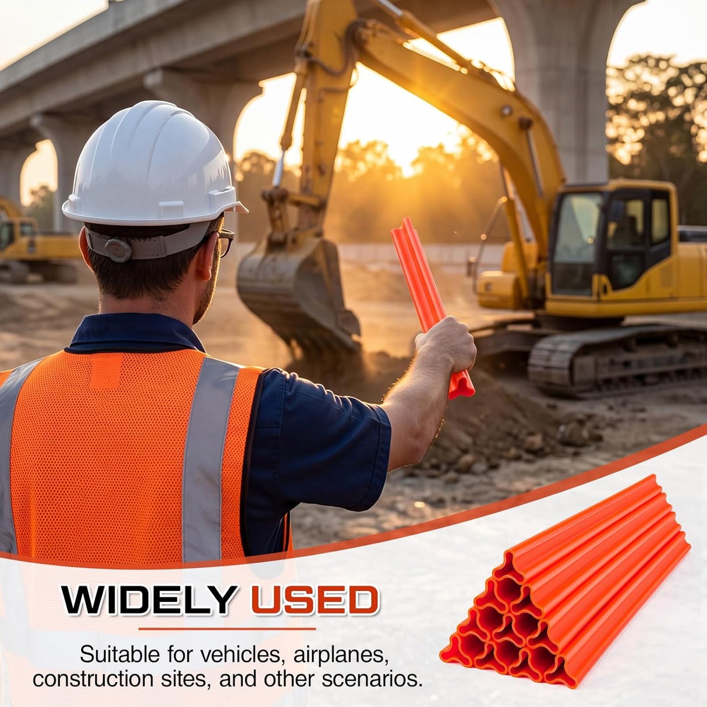 10 Pack Orange Triangle Traffic Wands, 360mm Triangular Safety Stakes, UV Resistant Plastic, Windproof Anti-roll Road Markers for Airport Ground Traffic Control, Road Construction Event