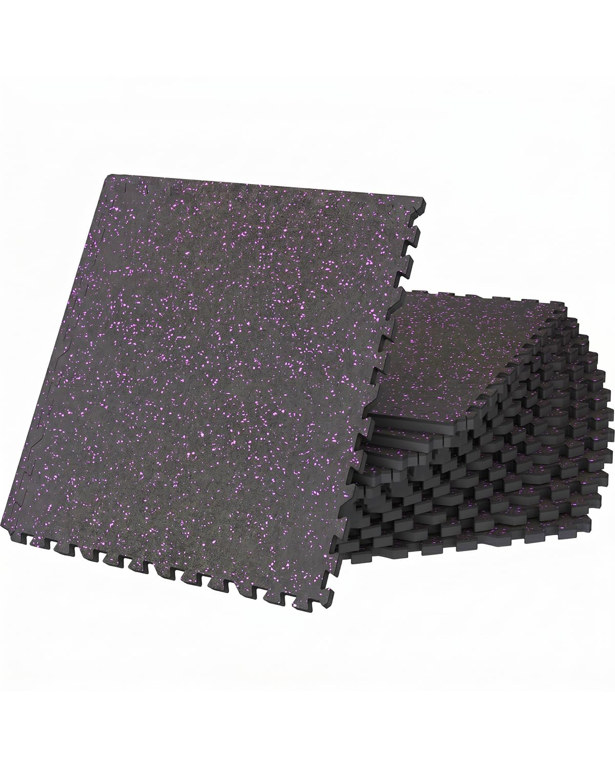 0.56 Inch Thick 48 Sq Ft Gym Flooring for Home Gym, 12 Tiles Robust Rubber Top with Eva Foam Exercise Equipment Mats, Protective Flooring Puzzle Mat for Fitness Room