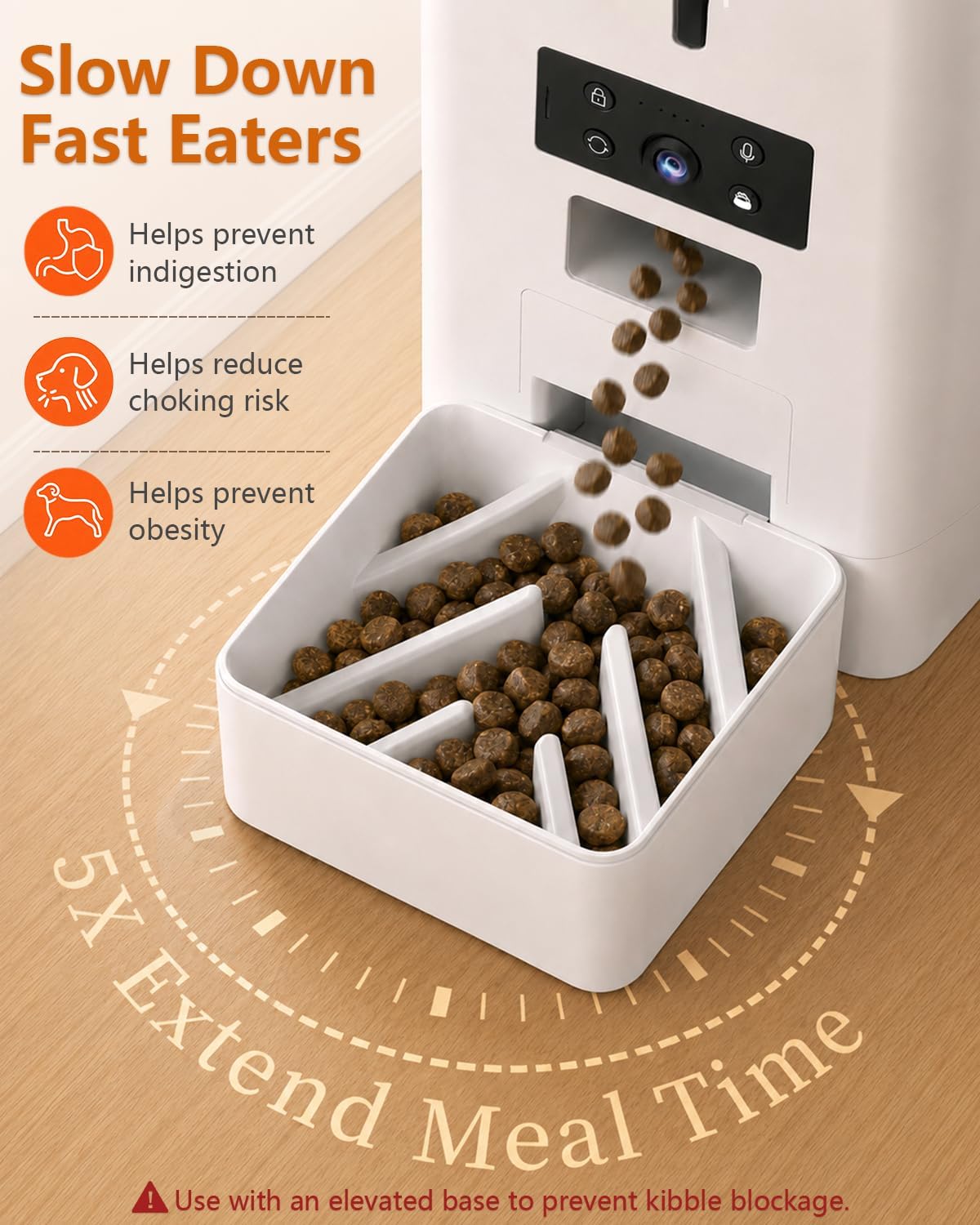 15L Automatic Dog Feeder Large Breed: 63 Cup Capacity for Kibble up to 22mm