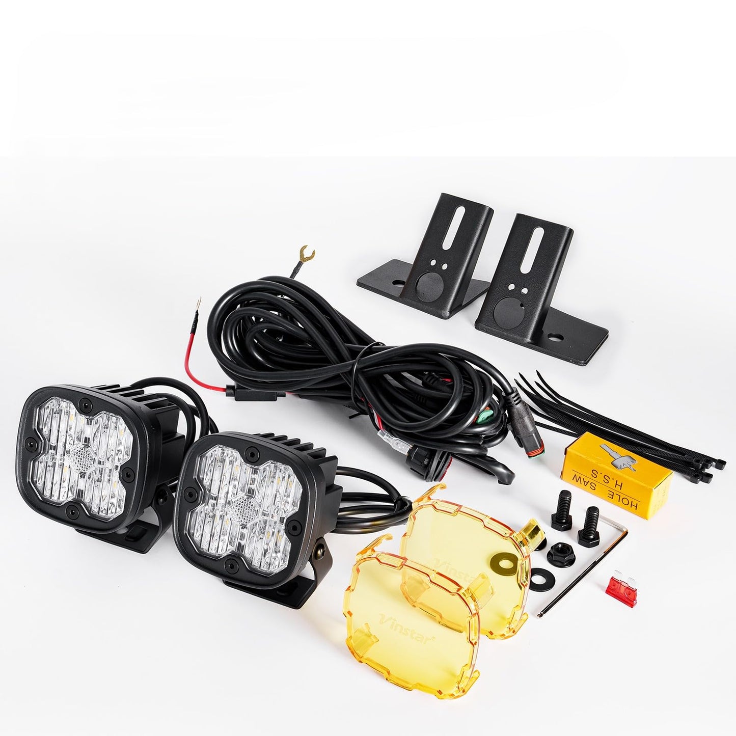 Ditch Lights Fit for JK JKU 2007-2017 Wrangler Jeep, Up to 4000LMS Bright 40W LED Mods Light Kit, Arrived with Optional Amber Lens and Mounting Bracket, 2PCS(White Ditch Light)