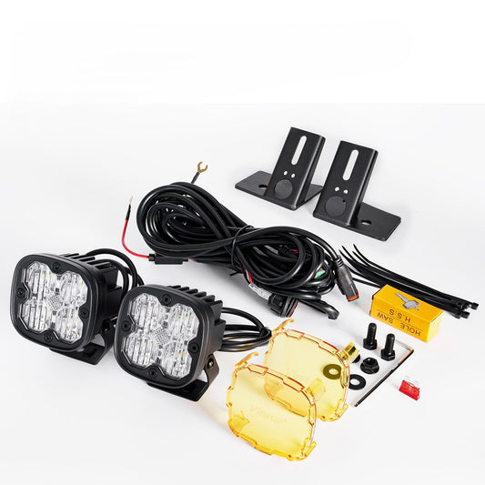 Ditch Lights Fit for JK JKU 2007-2017 Wrangler Jeep, Up to 4000LMS Bright 40W LED Mods Light Kit, Arrived with Optional Amber Lens and Mounting Bracket, 2PCS(White Ditch Light)