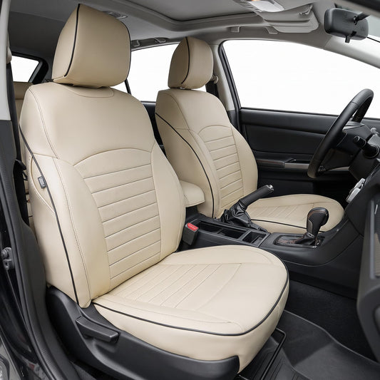 Full Set Seat Covers for Subaru Outback 2015 2016 2017 2018 2019, Beige | Custom Fit for 5 Seats Front & Rear Row | Faux Leather Waterproof Car Interior Accessories | Airbag Compatible