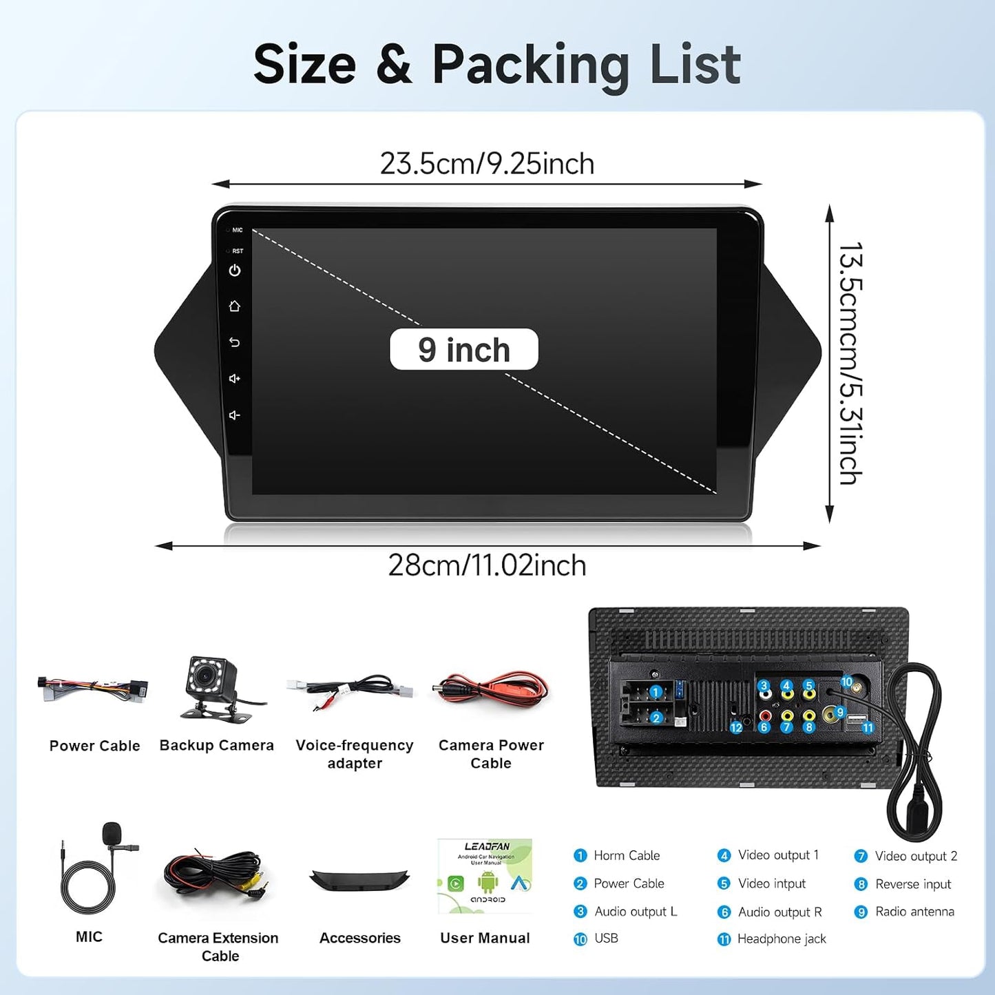 Leadfan Linux Car Stereo for Honda Acura MDX 2007 2008 2009 2010 2011 2012 2013 Radio Upgraded, 9inch IPS Touch Screen with CarPlay/Android Auto/Mirror Link/Bluetooth/FM/SWC/Backup Camera