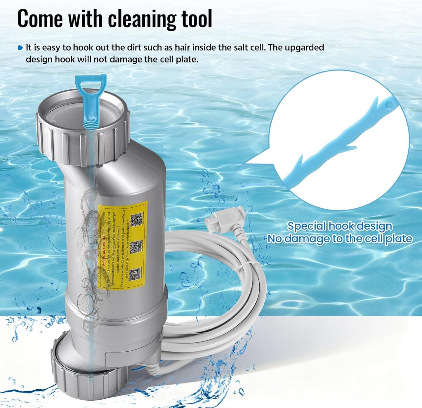 T-15 Salt Cell Replacement for Hayward W3T-CELL-15, 3+ Year Titanium Core, Cuts Chlorine Costs Up to 56%, Compatible with AquaRite/AquaTrol/ProLogic/AQ-Logic Firmware 1.50+, 40,000 Gallon Pools