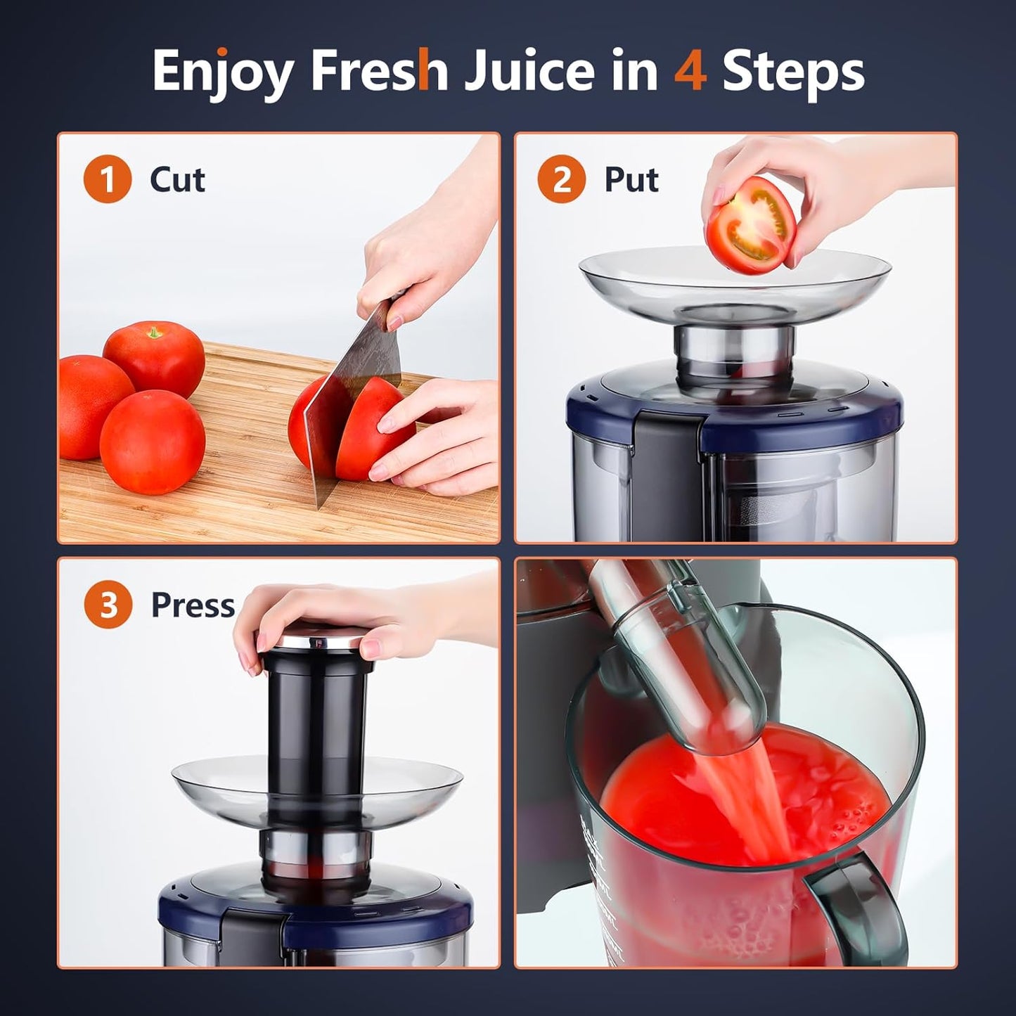 SOVIDER Centrifugal Juicer Extractor 800W Juicer Machine with 2-Speed Control 3 Wide Feed Chute, Easy Clean & Assemble, Overheat Protection Includes