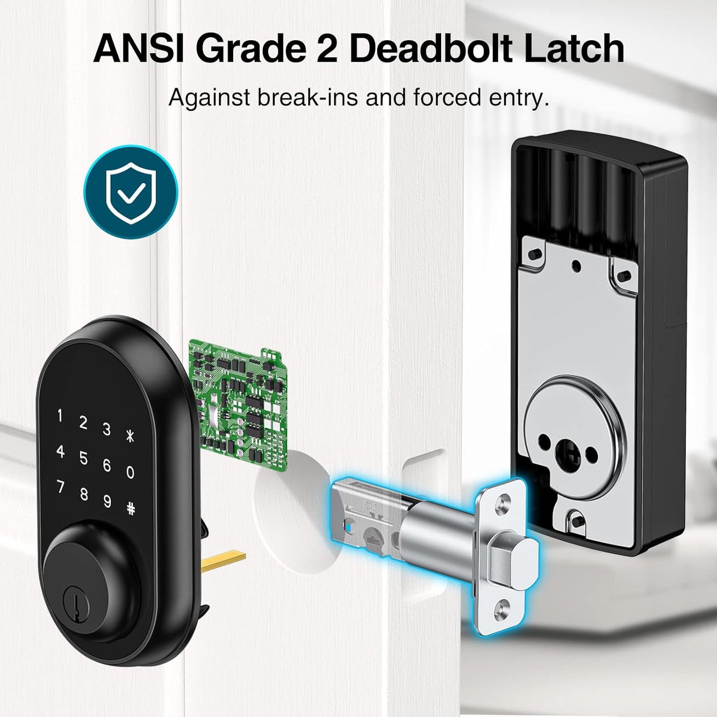 Keyless Entry Door Lock with Handle, Calzibeno Front Door Lock with Keypad, Electronic Touchscreen Keypad Deadbolt Lock, Featuring Auto Lock,